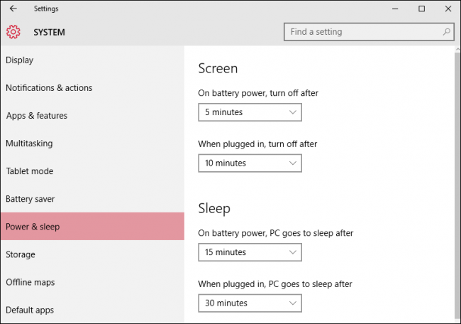 تنظیمات خاموشی نمایشگر و اسلیپ شدن سیستم در ویندوز 10