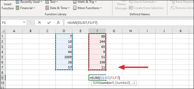 آموزش جمع زدن سلول‌های مجاور و غیرهم‌جوار در Excel
