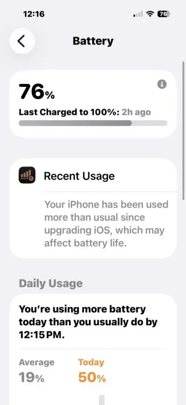 حل مشکل مصرف باتری بعد از ارتقا دادن سیستم عامل آیفون به iOS 26