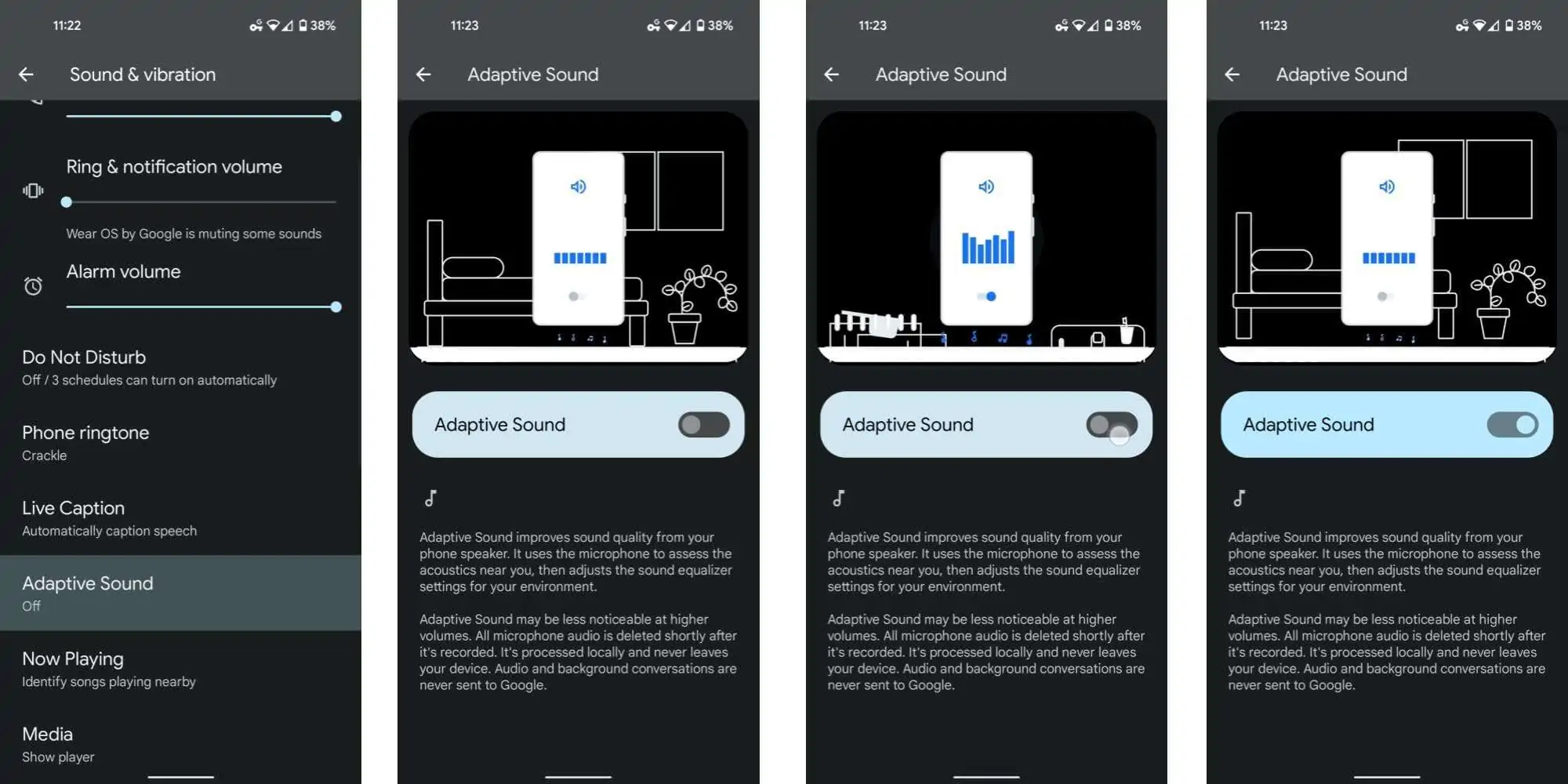 آموزش فعال کردن Adaptive Sound برای افزایش کیفیت صدا در گوشیهای پیکسل