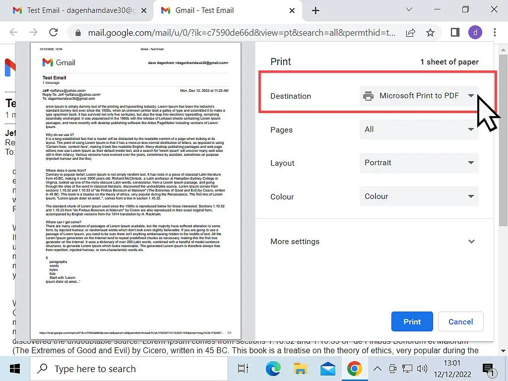 آموزش تبدیل ایمیل به PDF در ویندوز ۱۱ و ۱۰ در Gmail و Outlook