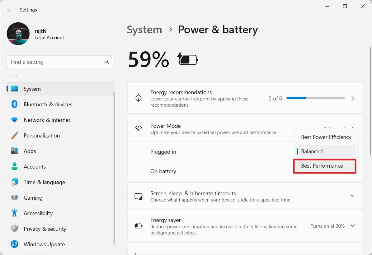 بهترین تنظیم Power Mode ویندوز 11 برای افزایش عملکرد لپتاپ چیست؟