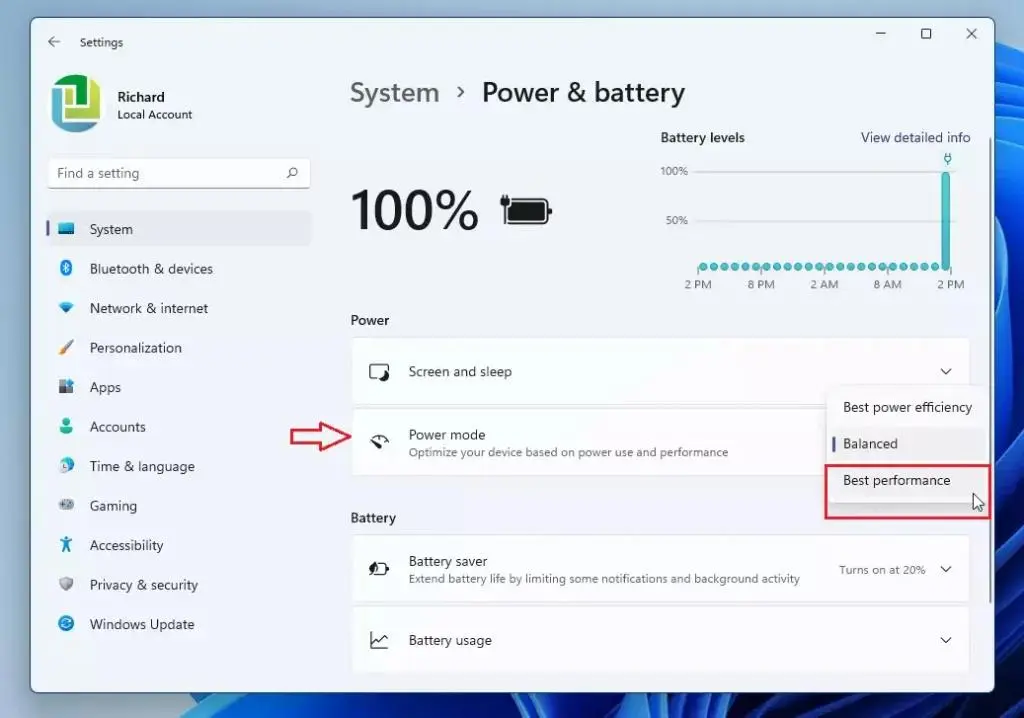 بهترین تنظیم Power Mode ویندوز 11 برای افزایش عملکرد لپتاپ چیست؟