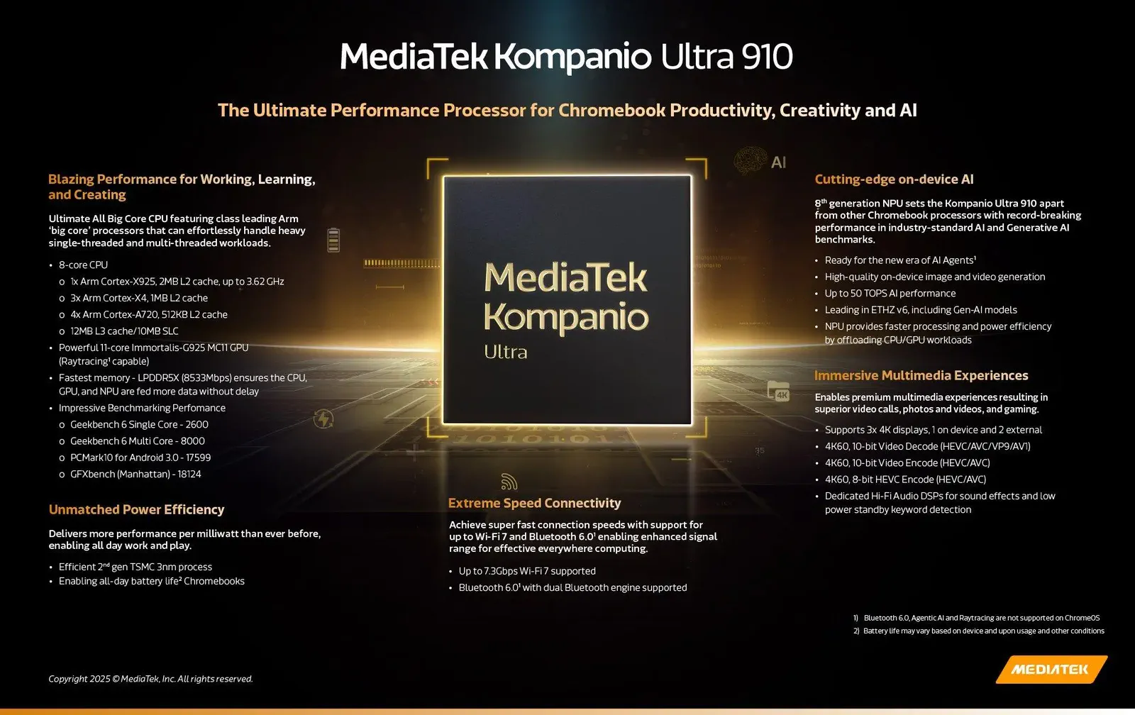 پردازنده MediaTek Dimensity CX C10 Max معرفی شد؛ مشخصات تراشه ۳ نانومتری لپ‌تاپ‌های Googlebook