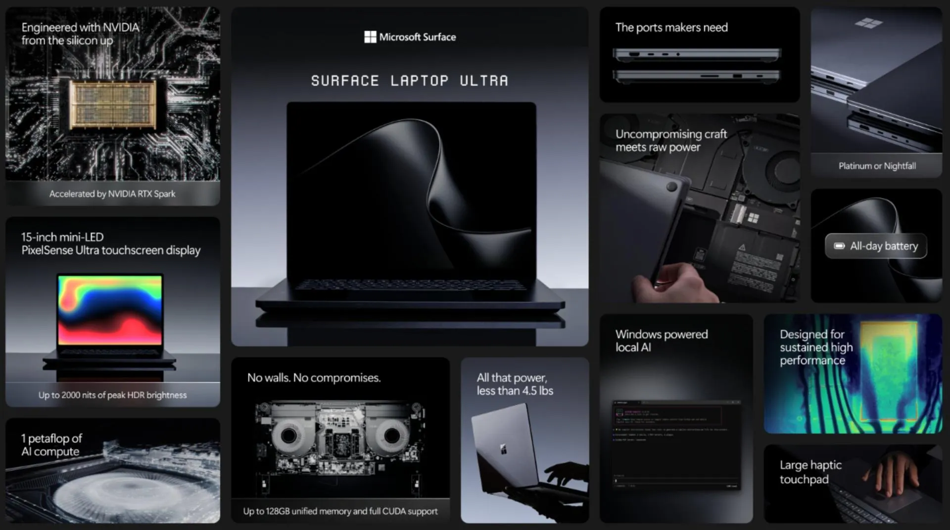 قیمت و مشخصات سرفیس لپ‌تاپ اولترا با RTX Spark و ۱۲۸ گیگابایت حافظه